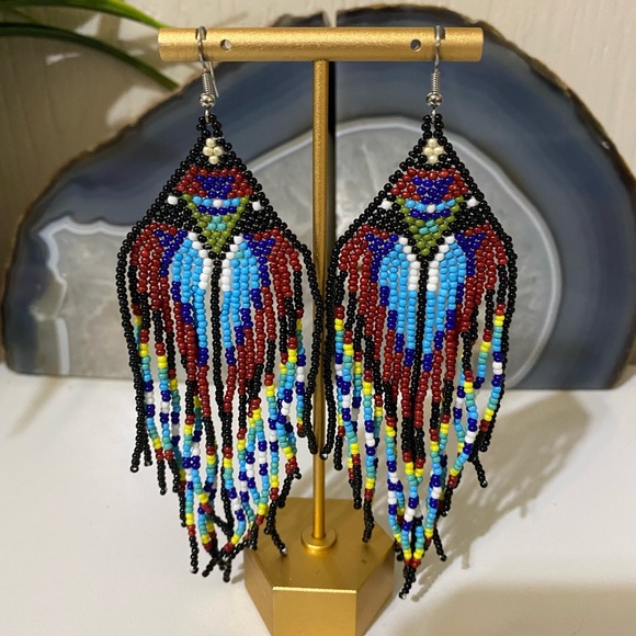 Handmade Jewelry - Handmade Beaded Fringe Earrings – Multicolor